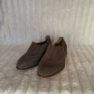 Lucky Brand Taupe Suede Slip On Oxfords 6.5M Leather